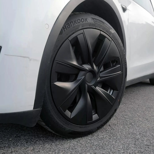 Tesla Model Y 19 Inch Gemini Wheel Cover Matte Black Hubcaps (4 Pcs Set) Curb Rash Protection