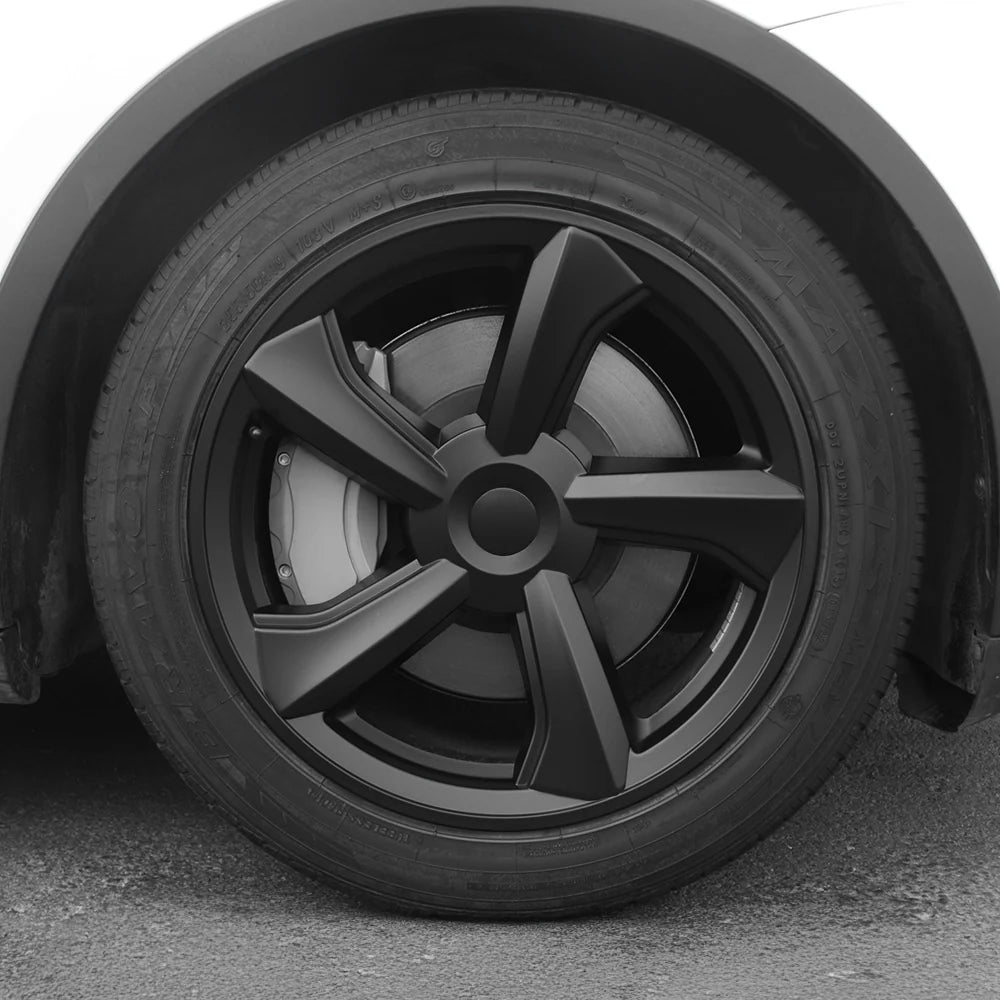 2025+ Tesla Model Y Juniper 19’’ Crossflow Wheel Cover Replacement | OEM-Style Black Rim Protectors