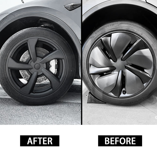2025+ Tesla Model Y Juniper 19’’ Crossflow Wheel Cover Replacement | OEM-Style Black Rim Protectors