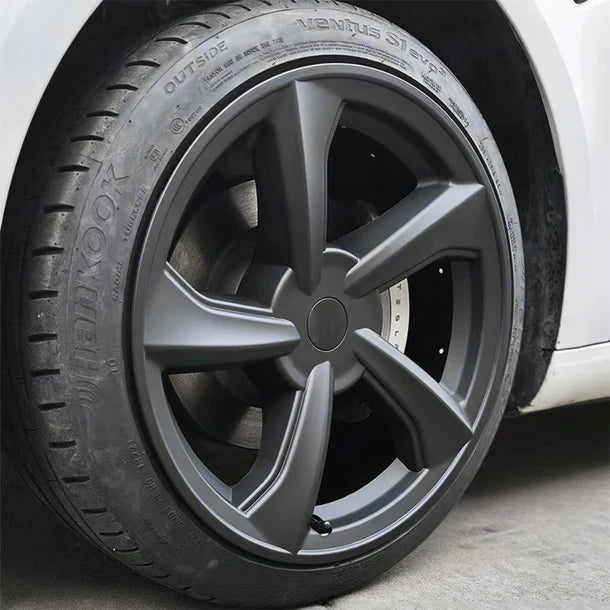 2025+ Tesla Model Y Juniper 19’’ Crossflow Wheel Cover Replacement | OEM-Style Black Rim Protectors