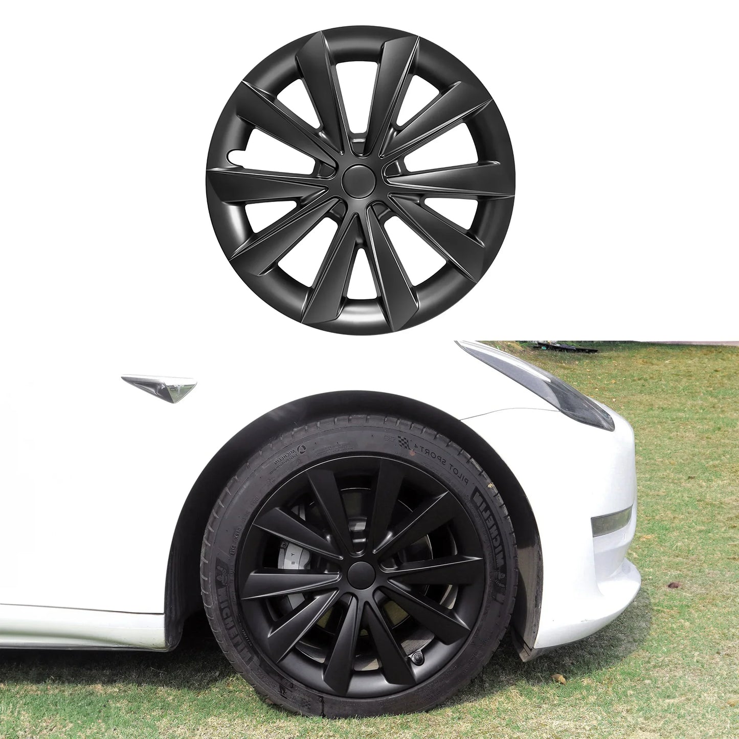 Hubcaps For Tesla Model 3 18'' Aero Wheels 2017-2023 - Cyclone Style