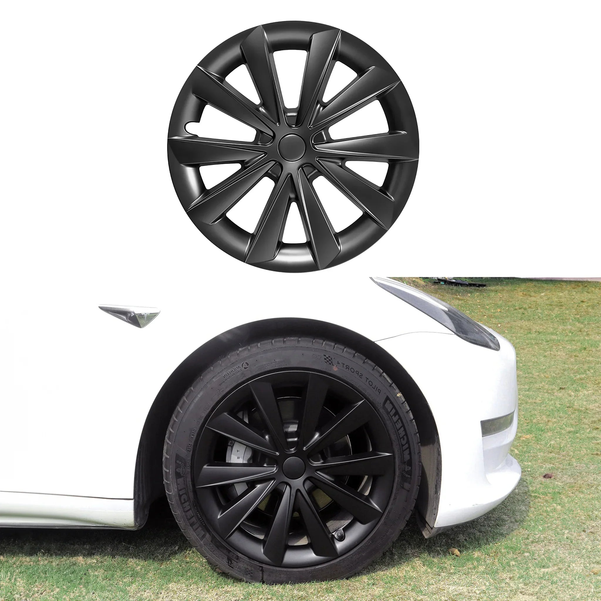 Hubcaps For Tesla Model 3 18'' Aero Wheels 2017-2023 - Cyclone Style