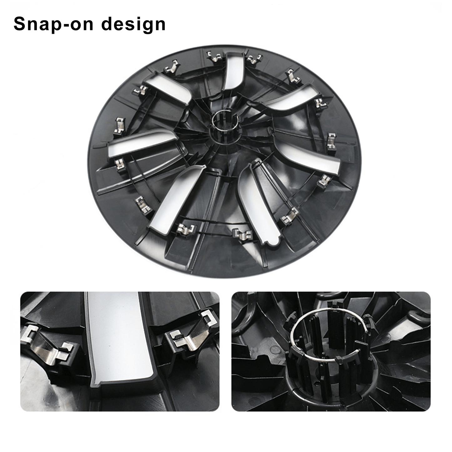 Tesla Model Y 19 Inch Gemini Wheel Cover Matte Black Hubcaps (4 Pcs Set) Curb Rash Protection
