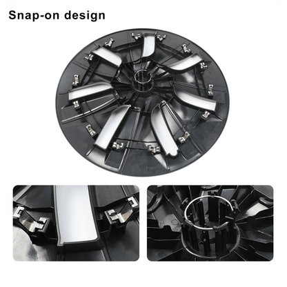 Tesla Model Y 19 Inch Gemini Wheel Cover Matte Black Hubcaps (4 Pcs Set) Curb Rash Protection