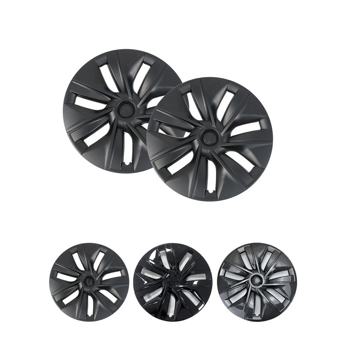 Tesla Model Y 19 Inch Gemini Wheel Cover Matte Black Hubcaps (4 Pcs Set) Curb Rash Protection