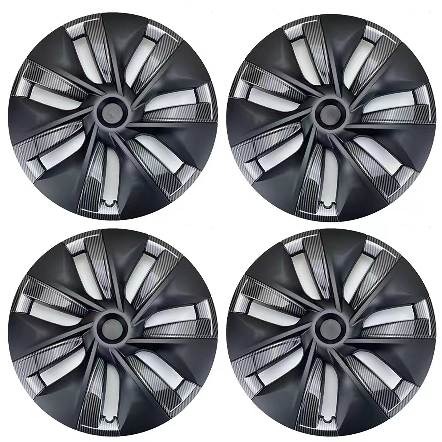 Tesla Model Y 19 Inch Gemini Wheel Cover Matte Black Hubcaps (4 Pcs Set) Curb Rash Protection