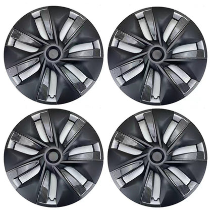 Tesla Model Y 19 Inch Gemini Wheel Cover Matte Black Hubcaps (4 Pcs Set) Curb Rash Protection