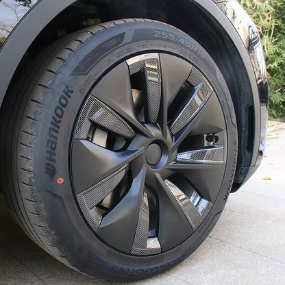 Tesla Model Y 19 Inch Gemini Wheel Cover Matte Black Hubcaps (4 Pcs Set) Curb Rash Protection