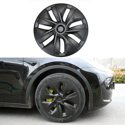 Tesla Model Y 19 Inch Gemini Wheel Cover Matte Black Hubcaps (4 Pcs Set) Curb Rash Protection