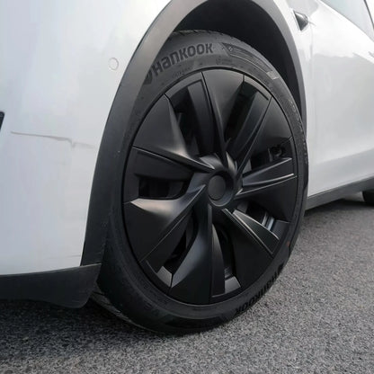 Tesla Model Y 19 Inch Gemini Wheel Cover Matte Black Hubcaps (4 Pcs Set) Curb Rash Protection