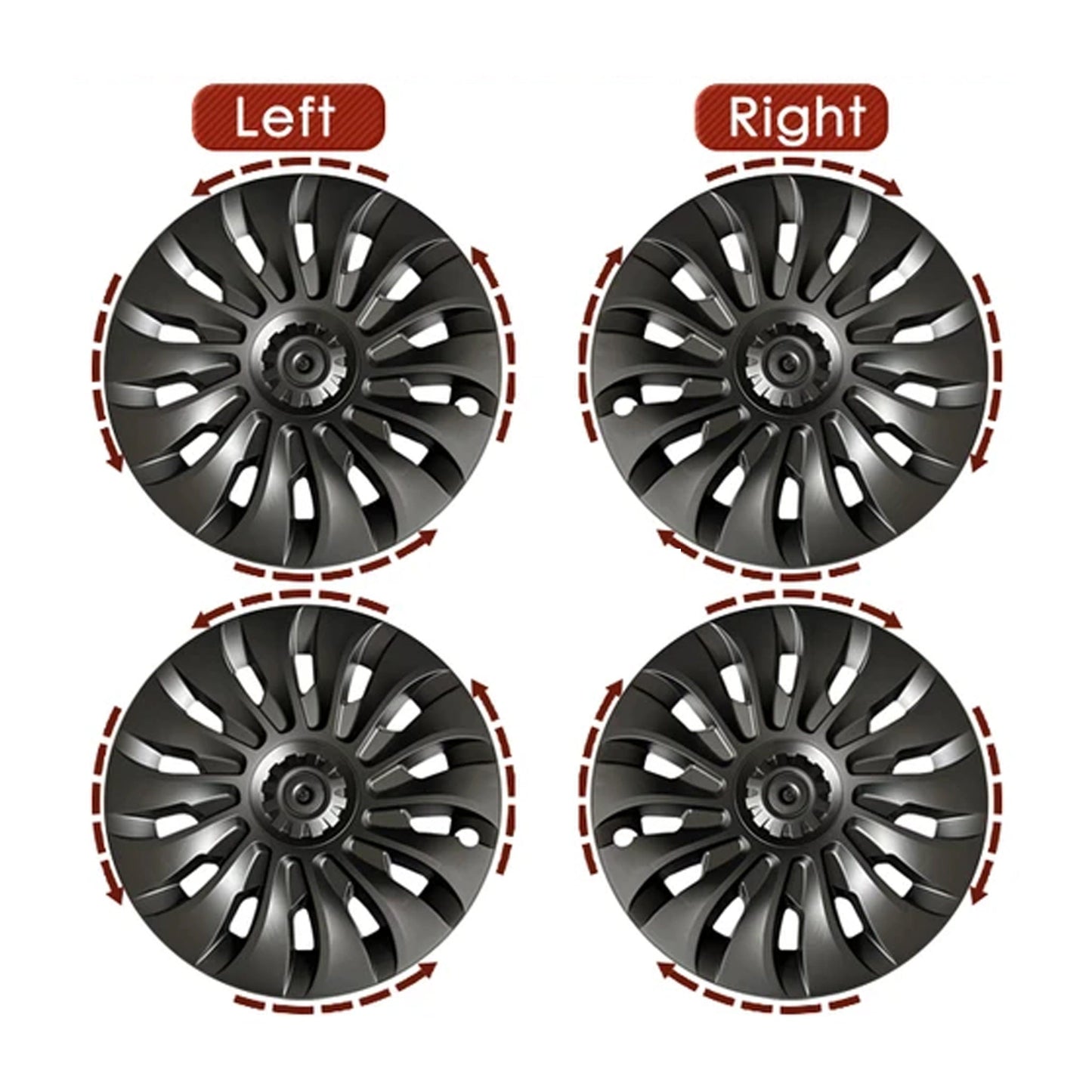 UberTurbine Style Wheel Covers for 2024+ Model 3 18-Inch Photon Wheels– Symmetrical & Protect in Style