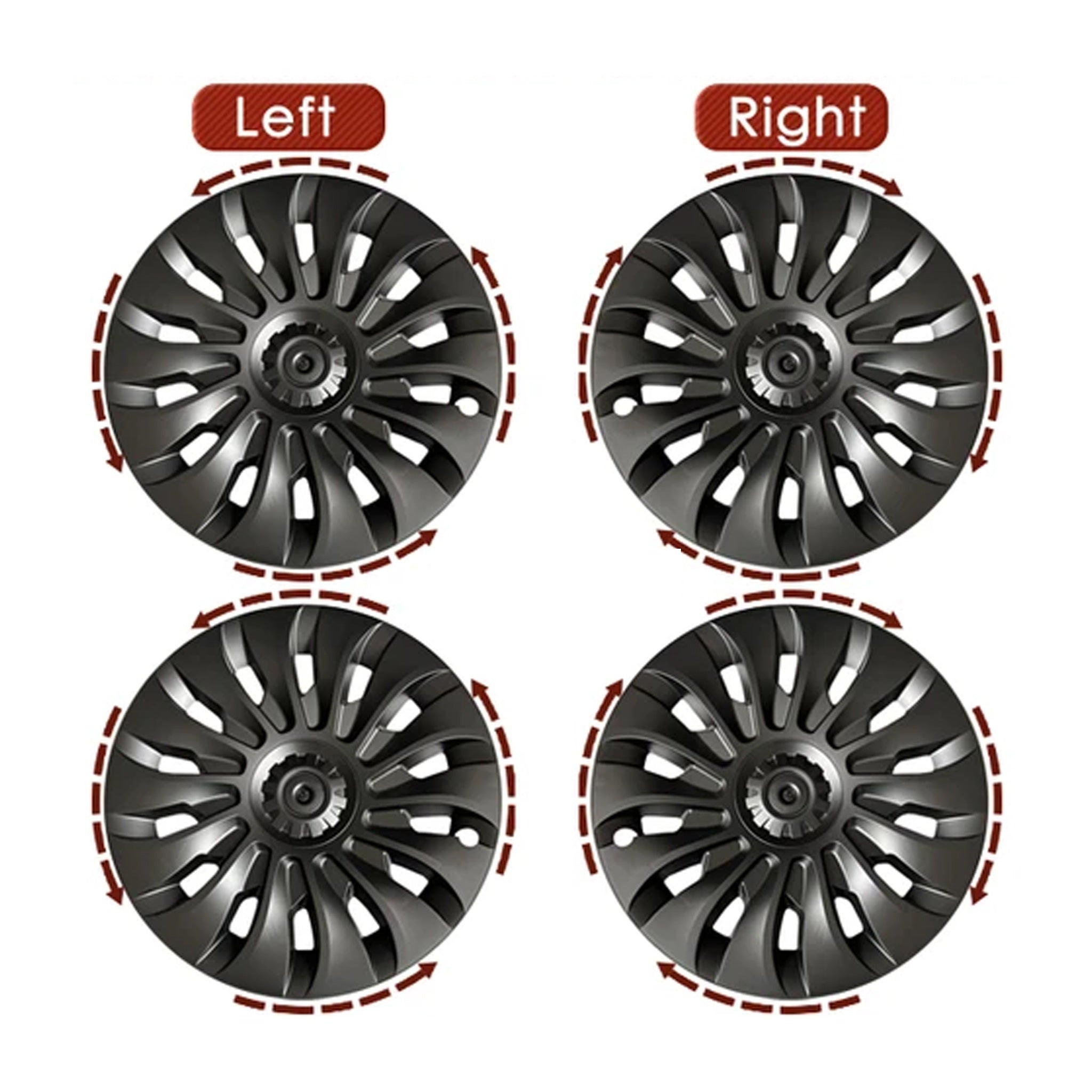 UberTurbine Style Wheel Covers for 2024+ Model 3 18-Inch Photon Wheels– Symmetrical & Protect in Style