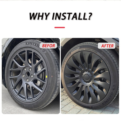 UberTurbine Style Wheel Covers for 2024+ Model 3 18-Inch Photon Wheels– Symmetrical & Protect in Style